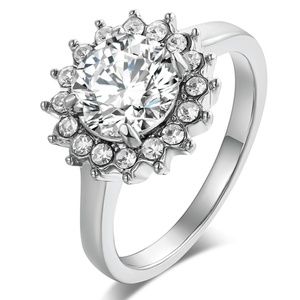 R5 | Stainless Steel Silver Plated Crystal Ring